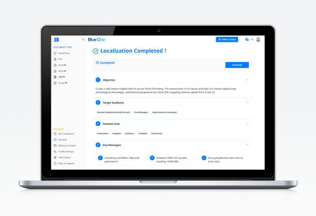 パワポ資料を“丸ごと”AI翻訳、レイアウトも維持する「Blue One」が登場