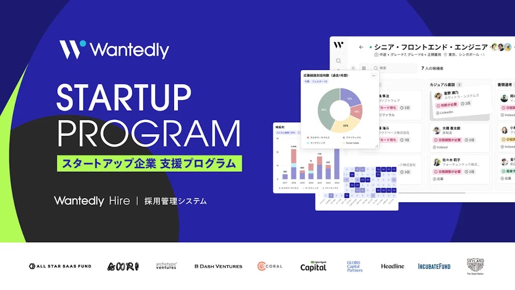 ウォンテッドリー、採用管理「Wantedly Hire」をスタートアップに半年無料提供