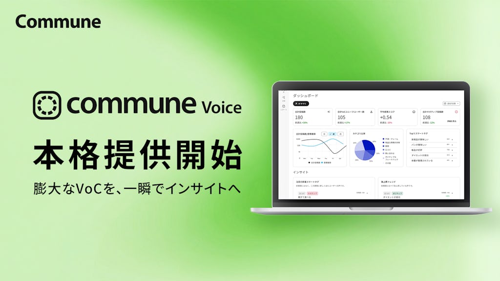 コミューン、顧客の声分析サービス「Commune Voice」を本格提供。AIでインサイト抽出を効率化