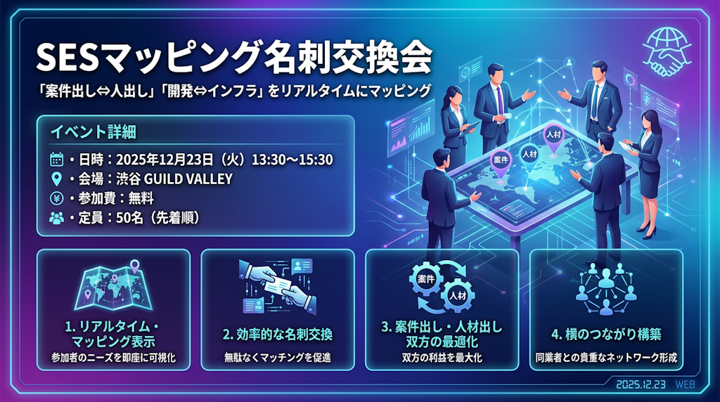 「探り合い」はもう不要？ニーズを可視化する「SESマッピング名刺交換会」開催へ