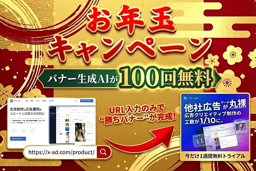 Web広告分析ツール「アド.com」、バナー生成AIが100回無料になるお年玉キャンペーンを開始