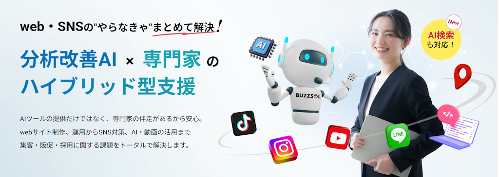 AIと専門家が伴走、月額9,800円からのWebマーケ支援「Buzzsol」提供開始