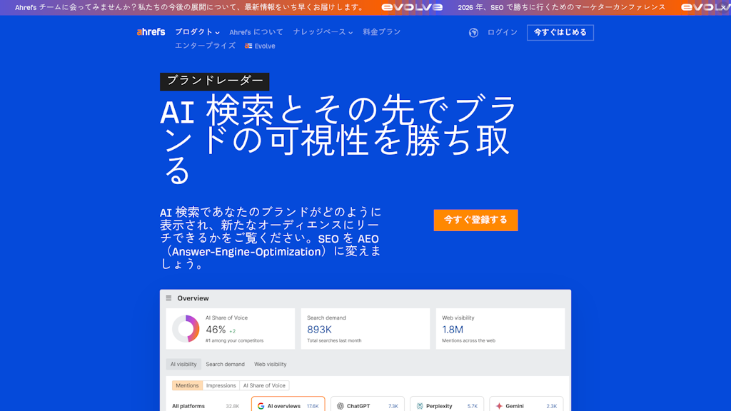 Ahrefsのスクリーンショット