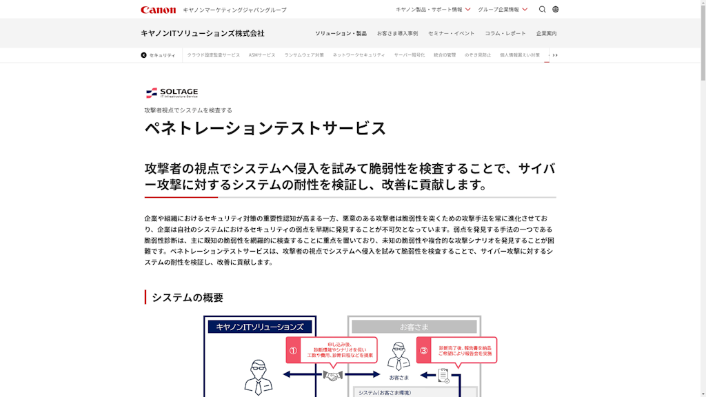 ペネトレーションテストサービスのスクリーンショット