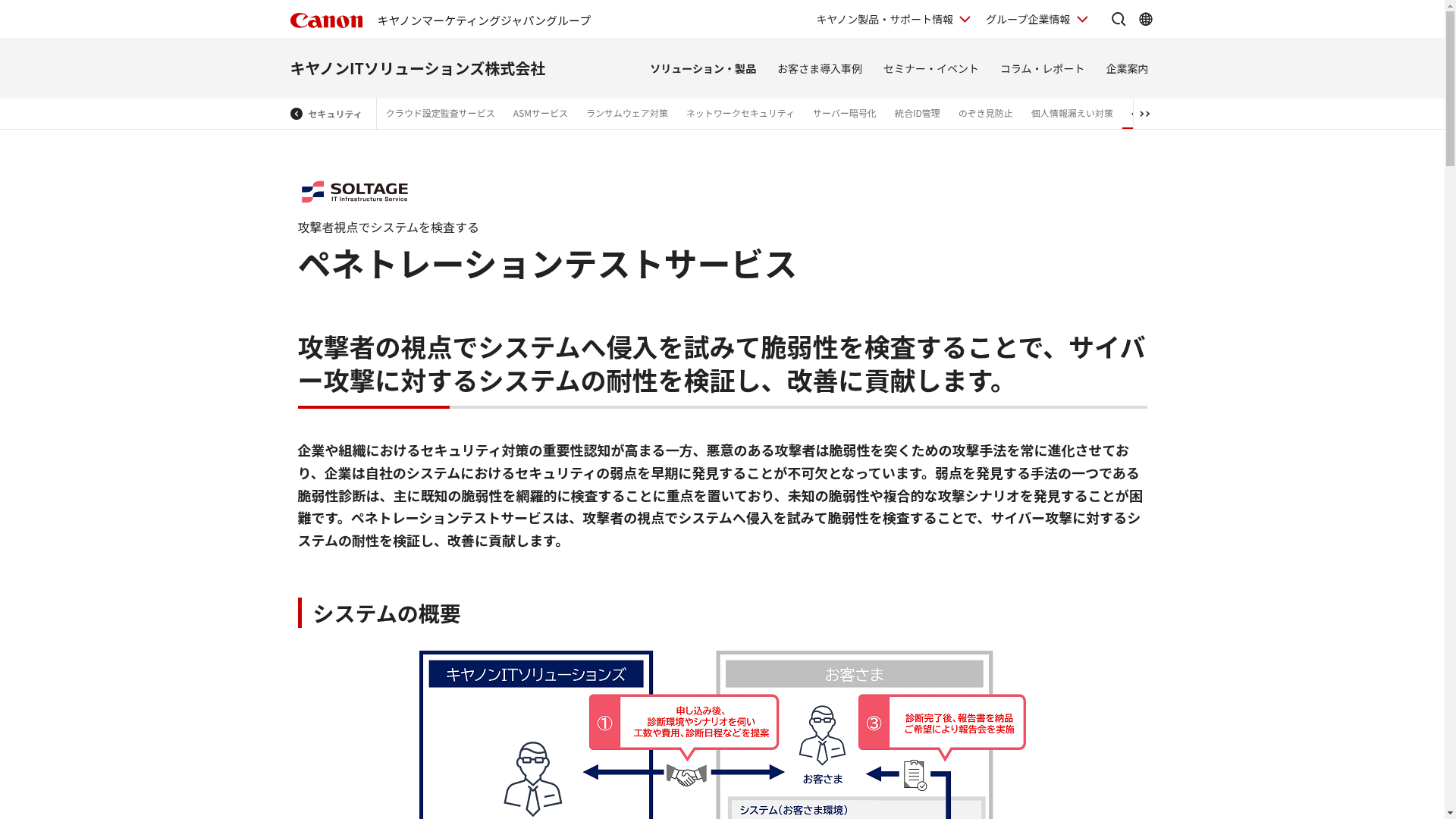 ペネトレーションテストサービスのスクリーンショット