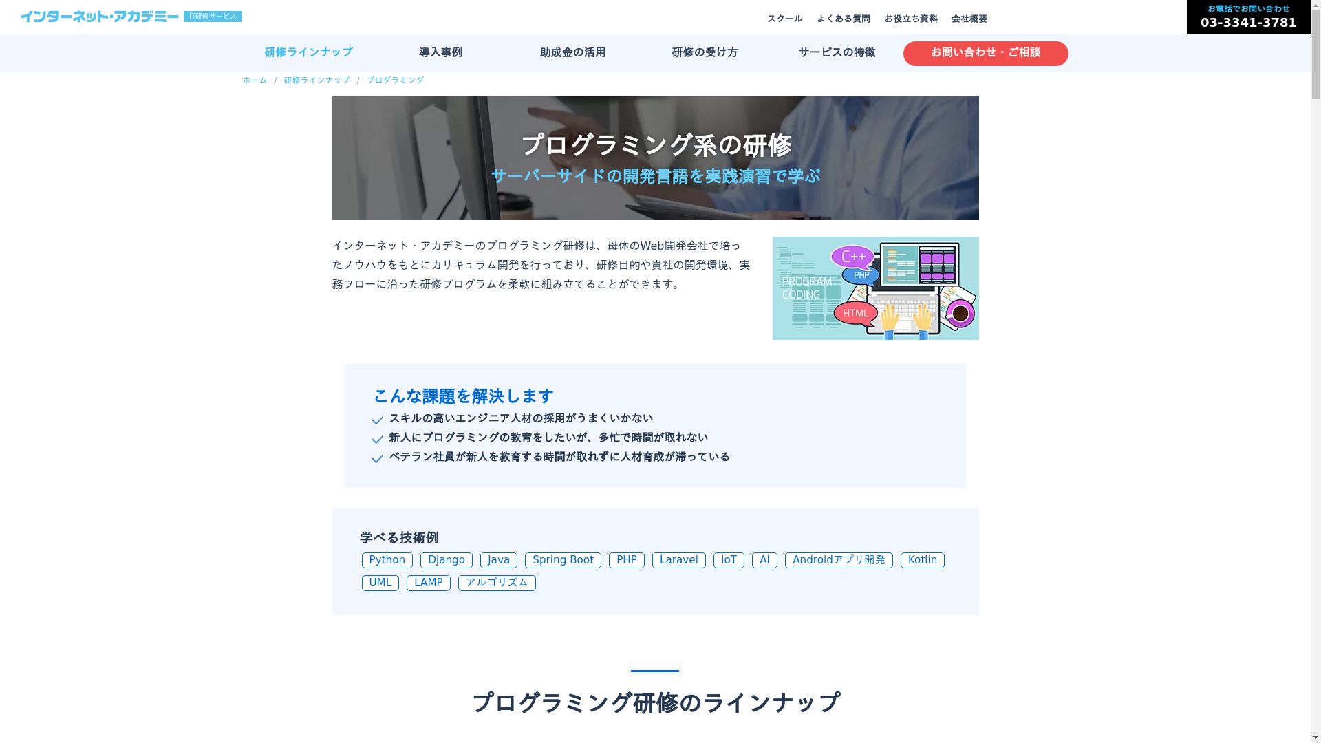 プログラミング研修のスクリーンショット