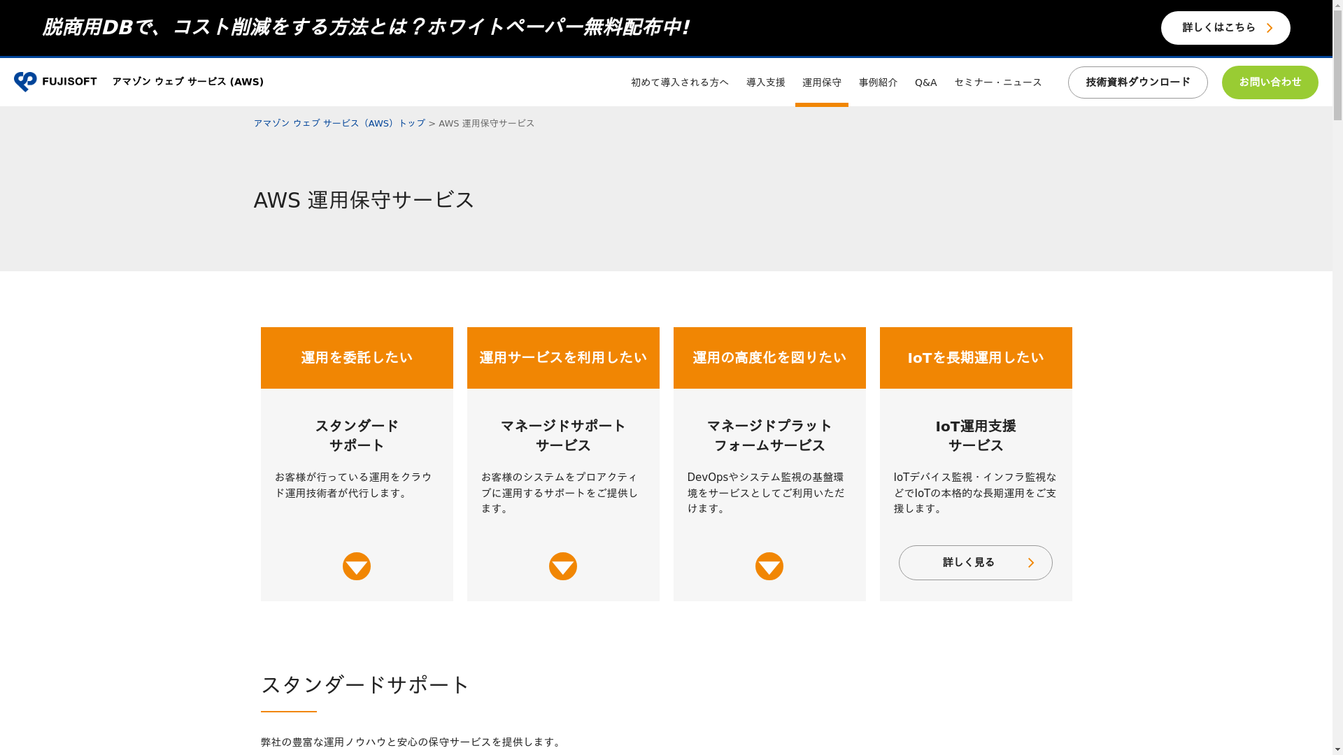 AWS 運用保守サービスのスクリーンショット