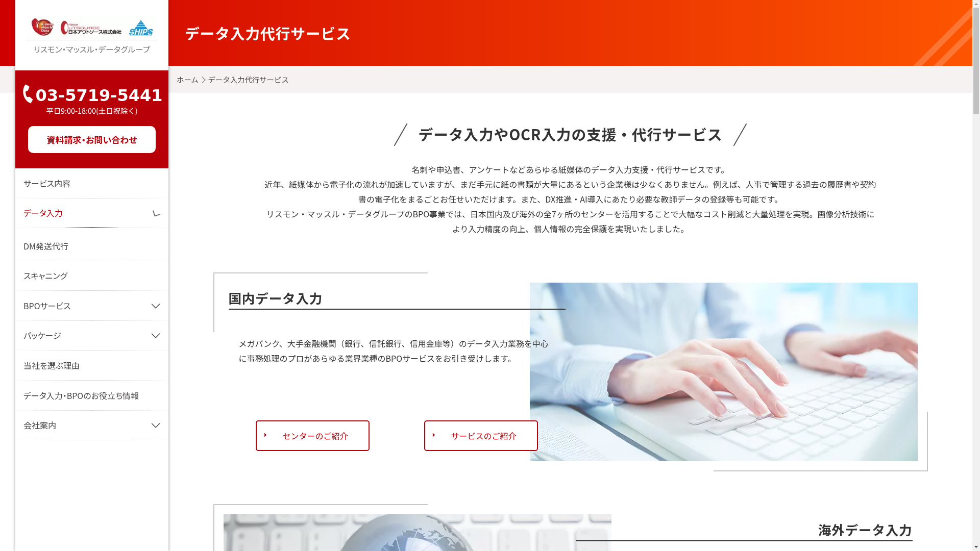 データ入力代行サービスのスクリーンショット