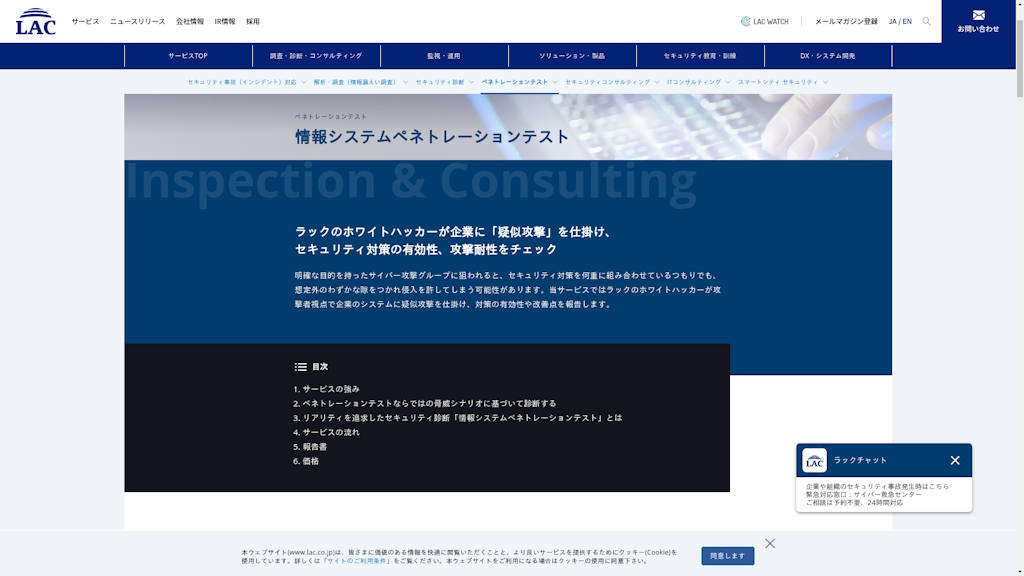 情報システムペネトレーションテストのスクリーンショット