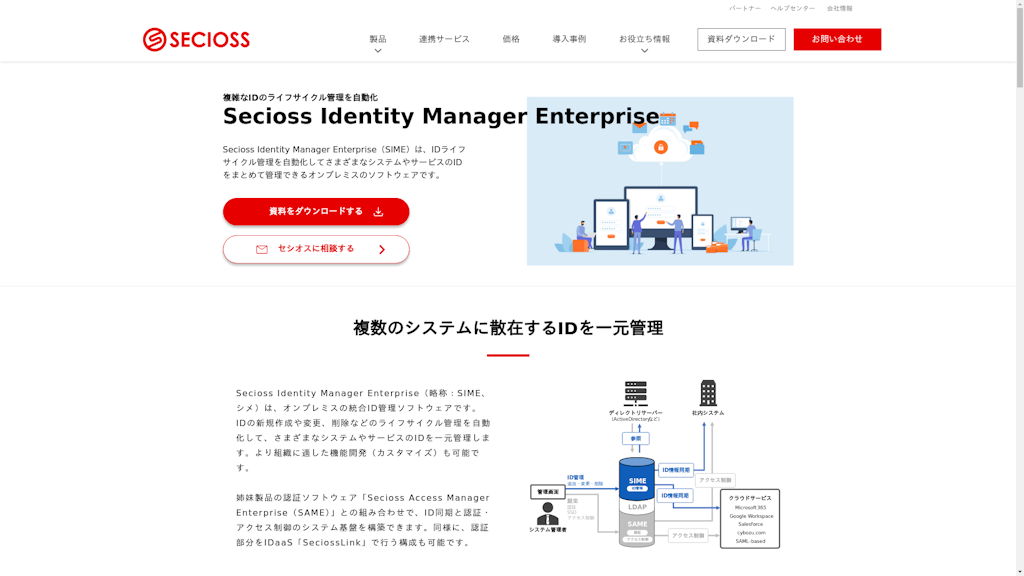 Secioss Identity Manager Enterprise(SIME)のスクリーンショット