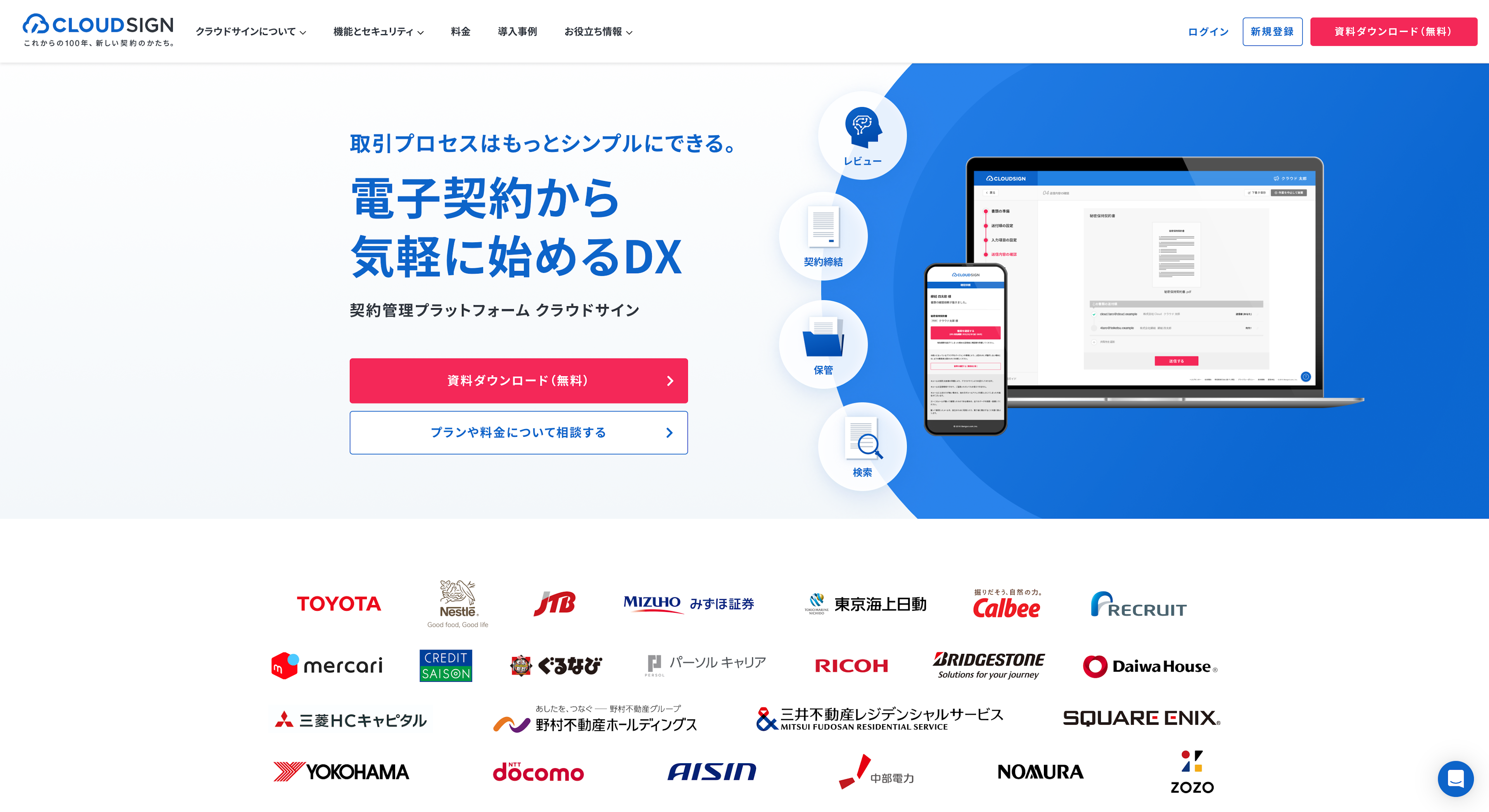 クラウドサインのスクリーンショット